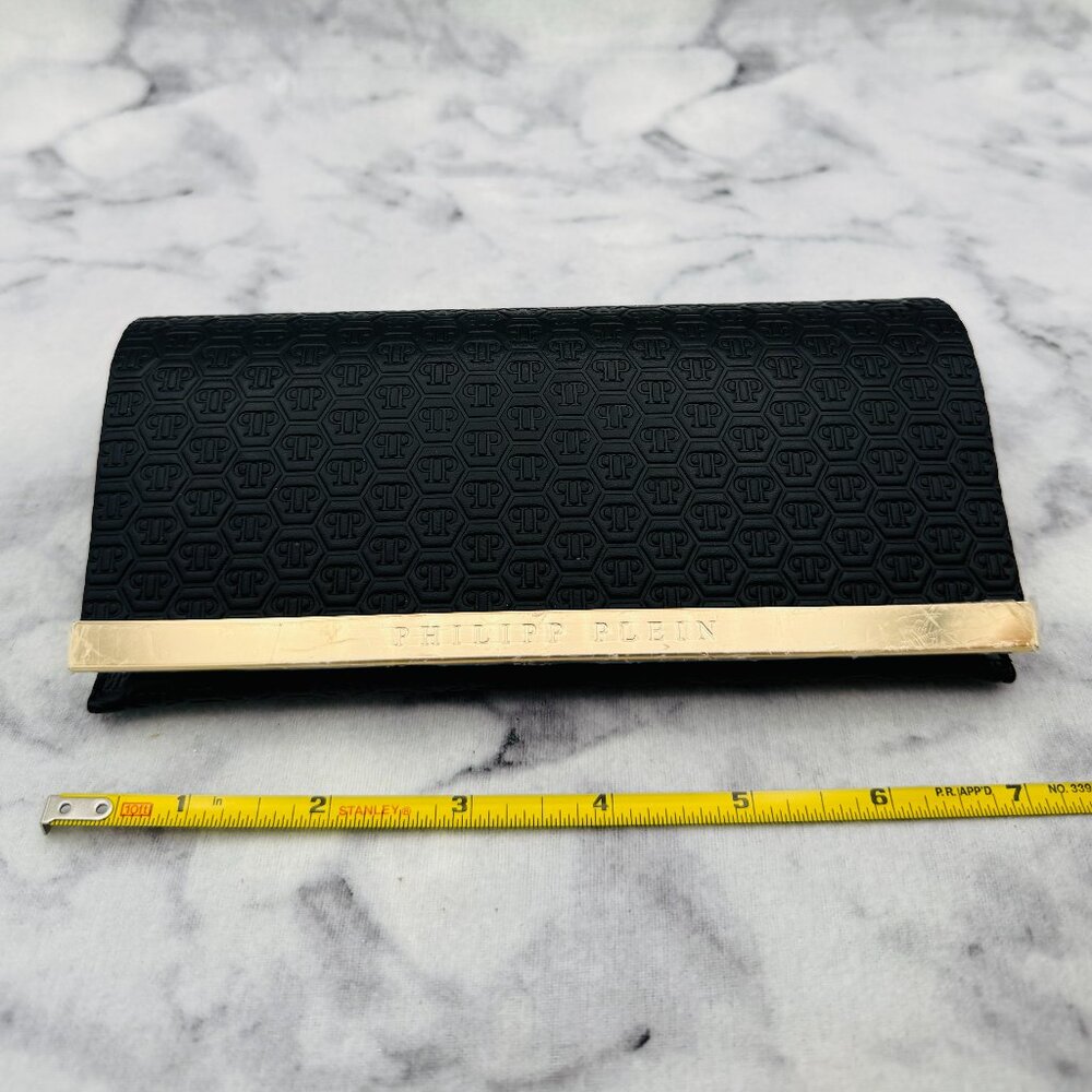 Philipp Plein Sunglasses Case Set, Black Suede Leather,Gold Shoulder Chain,Cloth - Picture 4 of 9